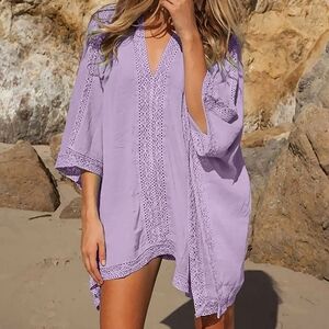 5 For $25✨️ Purple Lilac Beach Coverup, Swimsuit Coverup Dress Top One Size S-L